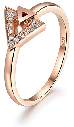 Skcess Ring 585 Damen Verlobungsring 14 Karat Roségold, Trauringe Roségold Dreieck Diamant Verlobungsringe Größe 56 (17.8)