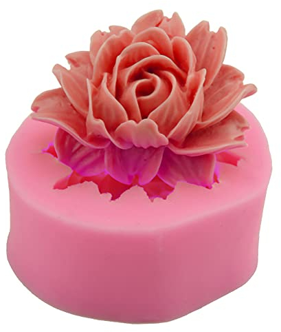 3D Rose Pfingstrose Blume Silikonform Fondant Kuchenform Dekoration Duftende Kerze Seife Gips Form Silikon Blume Kuchenformen Schokoladenform DIY Backen Handwerk für Kuchen Süßigkeiten Gelee Tortedeko