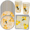 HGSHUO Biene Partygeschirr Kindergeburtstag Deko Bienen Geburtstag Party Geschirr Pappteller Becher Servietten Geburtstagsparty Hochzeit Babyparty Tischdeko Set 10 Persone