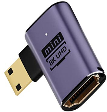 chenyang CY Mini adattatore convertitore HDMI 2.1, mini HDMI maschio a HDMI femmina 90 gradi ad angolo sinistro UHD adattatore convertitore di estensione