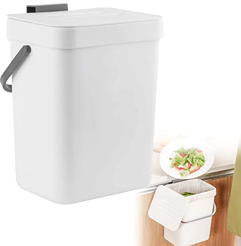 Weigudoc Wandmontierter Mülleimer, 3L Küche Wandmontierter Mülleimer mit Deckel, Kunststoff-Mülleimer für Küche, Badezimmer, Schlafzimmer, Wohnzimmer(blanc)