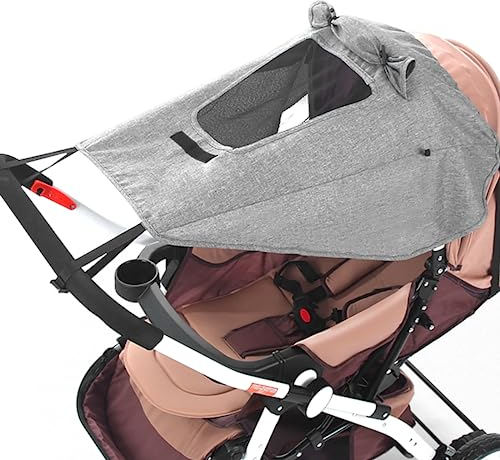 Misazy sombrilla carro bebe universal con protección UV 50+ e impermeable, parasol carro bebe - parasol carrito bebe universal con mirilla y alas de sombra, gris