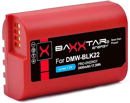 Baxxtar DMW-BLK22 Akku 2600mAh Ersatzakku kompatibel mit Panasonic Lumix DC-S5 S5 S5II S5II-X S5 IIX S5K G9 GH5 GH5 II GH5S GH6 GH7 DC-GH5 DC-GH6 DC-GH7 DC-S5II DC-G9 II X BLK22
