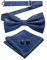 JEMYGINS Herren Fliege mit Cashewblütendesign Retro-Design mit Manschettenknöpfen und Einstecktuch,Navy blau
