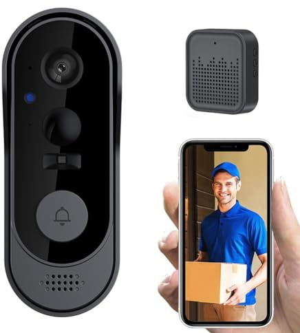 Sonnette de porte intelligente sans fil avec carillon interphone étanche sans fil WiFi Interphone Sonnette audio bidirectionnelle Détection PIR