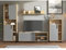 Homestyle4u 2527, Wohnwand Wohnzimmer Schrankwand Modern Grau Holz Eiche Wohnzimmer Möbel 4 TLG. Anbauwand Komplett-Set