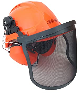 SECURA Premium Forsthelm mit Visier und Gehörschutz | Schutzhelm Kettensäge | Forstschutzhelm Sicherheitshelm EN 397