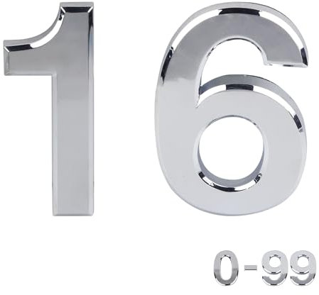 Silver Door Numbers Stick On, 0-99, Letters A, B, C, D, 3'' House Numbers Self Adhesive Stickers, For Doors, Mail Boxes, Hotel Rooms (16)