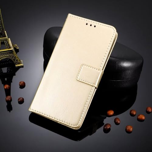 ATISIJIE Leder Handyhülle hülle für Huawei Mate 20 X Case,Premium Leder Flip Klappbare Stoßfeste Mit Kartenfächern und Halterung Hülle für Huawei Mate 20 X-Golden
