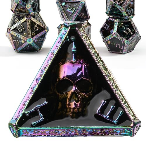 Mystery Skull Metall DND Würfel Set für Dungeons and Dragons, Cthulhu DCC Einzigartige Magie RPG Rollenspiel Zubehör Geschenke (farbig)