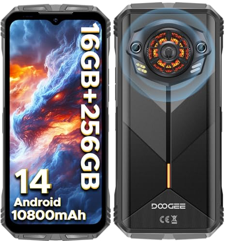 DOOGEE S Punk [2025] Outdoor Handy Android 14, 16GB+256GB,10800mAh/33W, 50MP+16MP Kamera,126dB Lautsprecher, 6.58'' FHD+ Outdoor Smartphone, baustellenhandy/NFC/OTG/Fingerabdruck ID/Dual 4G SIM