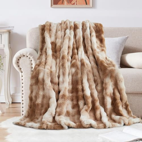 SHANNA Couverture 180x230 cm, Épaisse Plaid Lapin en Peluche Super Douce et Duveteux, Fausse Fourrure Haute Qualité, Polyvalente Polaire Chaude et Confortable pour Chambre Canapé Voyage