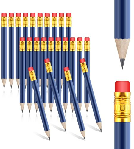 Lusofie 24 Stück Bleistift mit Radiergummi Kurze Hb Bleistifte Set für Kinder zum Schreiben und Zeichnen in der Schule und zu Hause