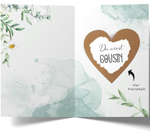 Rubbelkarte Du wirst COUSIN mit Umschlag – Ankündigung der Schwangerschaft – Überraschungsmoment – Einzigartiges emotionales Geschenk (Cousin)