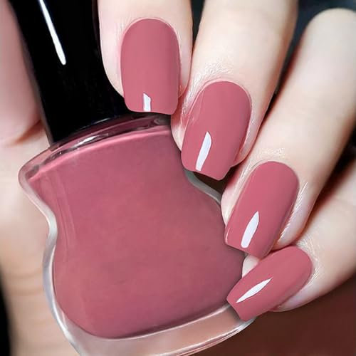 Pink Nail Polish, Quick Dry nail polish Burgundy pink Nail Varnish,Dark Pink Nail Long Lasting Wine Red Deep pink nail Art No Need UV Nail Paint for DIY Salon Manicure at Home (03#)