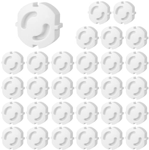 JJZGPP 30 Stück Steckdosen Kindersicherung, Steckdosenschutz zum Stecken, Steckdose Kindersicherung, Babysicherung Steckdose, Steckdosensicherung (Weiß)
