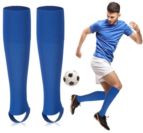Bencailor Fußball Stutzen Fußball Sleeve für Herren Damen Fußballsocken mit Steg Stegstrümpfe Erwachsene Sport(Blau)
