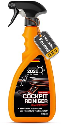 2020 Polychrom Cockpit Pflege Glanz 500 ml UV-Schutz Antistatik Staubabweisend Vanille-Duft | Kunststoffpflege für Armaturenbrett & Innenraum Ganzjährig