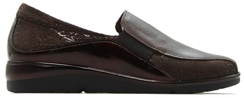 PITILLOS - Mocasín, Zapato con cuña y Gomas en los Lados, Suela de Goma,Plantilla Extraible,Sencillo,clásico, para: Mujer Color: Marron Talla:38