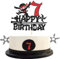 1 Pack Ninja Happy 7th Birthday Cake Topper Black Glitter Seven Years Old Birthday Cake Pick Martial Arts Kung Fu Warriors Cake Decoration for Ninja Theme Seventh Birthday Party Decorations Supplies