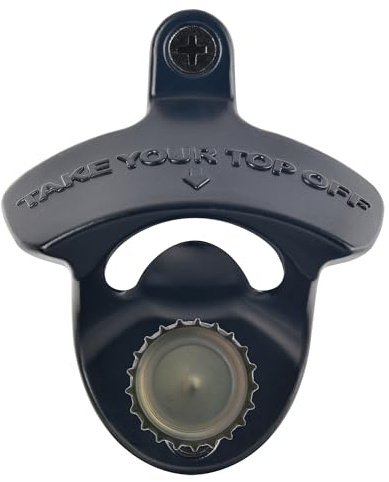 Jumiok Black Magnetic Bottle Opener Wall Mounted Soda Beer Bottle Cap Opener with Magnets Built-in to Catch Bottle Top