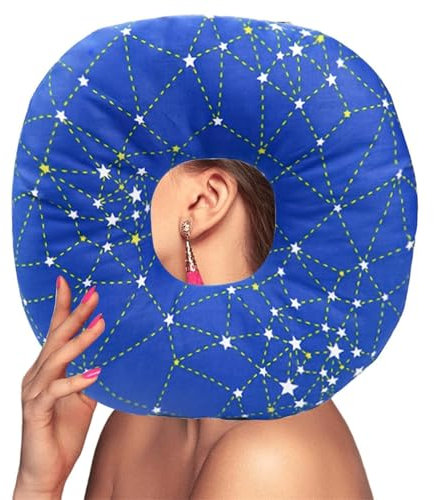 GOMETY Piercing Kissen, 23 x 23 x 5cm Ohrkissen für Ohr gegen Ohrenschmerzen Donut Kissen für Seitenschläfer zur Schmerzlinderung im Ohr Sleepingring Donut Ohrenkissen Piercing Pillow (Blau)