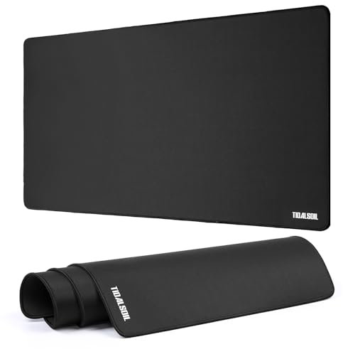 TIDALSOIL Mouse Pad, Gaming Mouse Mat, 900 x 400 mm Gaming Mouse Pad Desk Mat with Waterproof, Non-slip Rubber for Improved Accuracy Suitable for Various Scenarios Such as Work, Play and Study Black