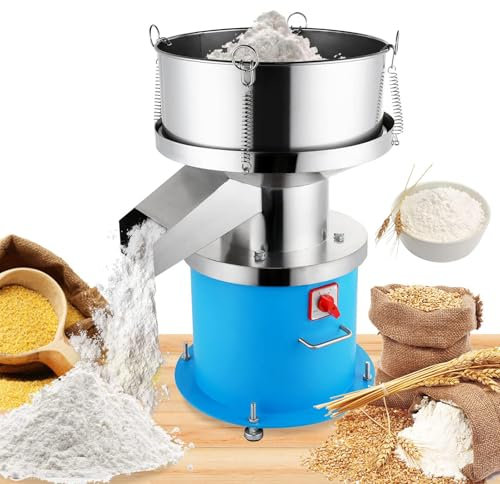 Automatic Powder Sifter Machine, 750W Flour Sifter Electric Vibrating Sieve Machine, with 60 mesh (0.28mm) Sieve, for Powder, Particles, Liquid, Fast Screening, Low Noise