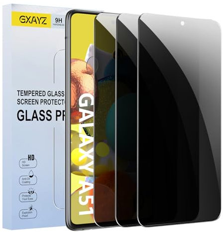 【3 pièces】Verre Trempé Protection Écran Anti-Espion pour Samsung Galaxy A51,Film de Protection en Verre Trempé, Anti-Espion,Dureté 9H