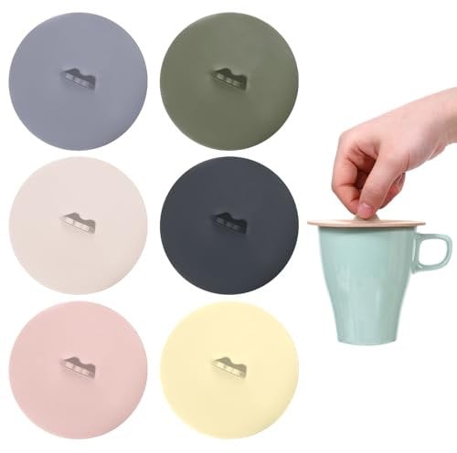 6pcs Silicone Lids for Cups Silicone Cup Covers 6color Food Grade Airtight Seal Lids for Mugs Reusable Mug Cover Universal Cup Lids for Coffee and Tea Cup Lids