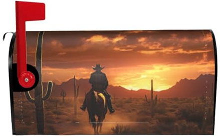 Cactus desierto occidental cactus con vaquero Caballo de conducción magnética impresión buzón cubierta Navidad invierno decoración estándar y tamaños grandes
