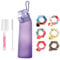 Ycydazi Gourde 700 ML, Gourde avec 6 Pods de Gout, Gourde Aromatisée, Sport Paille Tritan Water Bottle Fitness avec une Brosse à eau, Parfumée Sans BPA (Violet)
