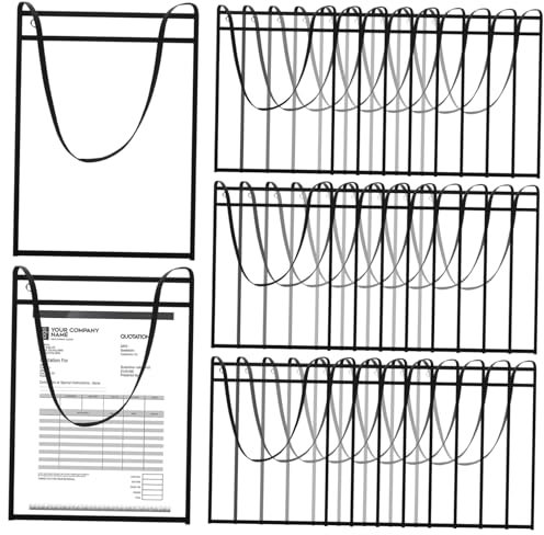 NUOBESTY Bolsillos Colgantes De Pvc Transparente Organizador De Oficina 30 Pcs Funda De Boleto Soporte De Papel Fácil De Colgar Ordenador