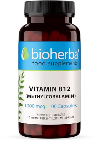 Vitamina B12 1000 mcg – 100 Capsule ad Alta Concentrazione per Energia, Vitalità e Supporto Vegano di BIOHERBA