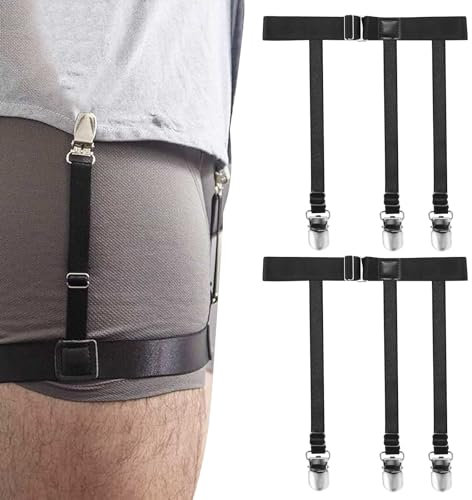 KOXXIAMOQ 2 soportes para camisa de hombre, soporte para camisas, liga elástica con clips antideslizantes, para hombres y mujeres, Negro , 1