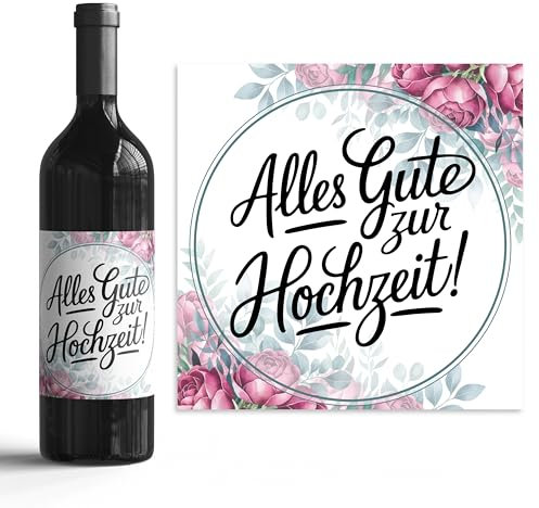 Hochzeitsgeschenk Idee für Brautpaar - Flaschenaufkleber 6er Set selbstklebend - Perfekt für Wein & Sektflaschen - Hochzeitstisch-Deko