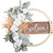 Welcome Wreaths for Front Door, 36cm Artificial Cotton Branch Beaded Wreath with Welcome Sign, Front Door Spring Wreath for Wall Wedding Decorations