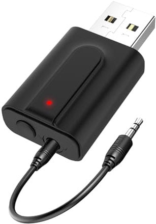 USB Bluetooth Sender Empfänger, 2-in-1 Bluetooth 5.0 Audio Adapter mit 3,5mm Aux Klinke Kable, BT Trasmitter Receiver für TV/PC/Auto/Kopfhörer/Heimstereo/Kopfhörer
