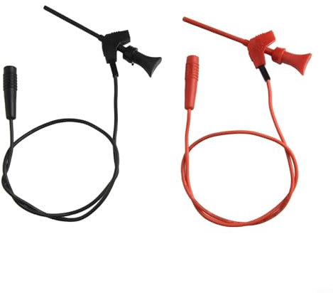 Aprilsunnyzone Multimeter Test Hook Clip, Mini IC Hook Test Clip, With Leads To 2Mm Hole Socket, Retractable Hook, Secure Grip, Fire Retardant