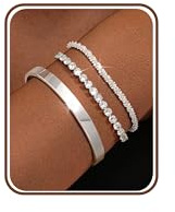 ADRAMATA 3Pcs 925 Sterling Silver Bracelets for Women Silver Bangles | Adjustable Stackable Bracelets Set,Layered Chain Bracelet,Bangles for Womens Ladies with Gift Box