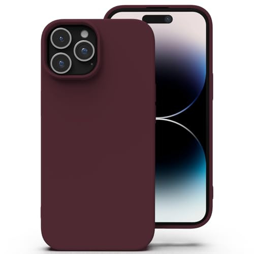 Zuvirelx Silikon Handyhülle für iPhone 14 Pro Hülle, Weiches Griff, Dünne, Minimalistisch, Stoßfest, rutschfest, Taschenpassend - Burgunderrot