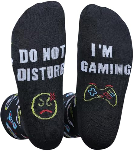 Himozoo Do Not disturb, I'M GAMING Socks Luxury Cotton Novelty Socks - Perfect Gag Gift or Funny Birthday Present Idea Chiristmas Gifts, Funny Mid Calf Socks For Game Lovers Men Women (Black01)