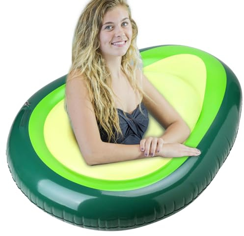 Avocado Float – Übergroße aufblasbare Pool-Liege für Erwachsene, bequemes 165,1 x 129,5 cm schwimmendes Bett, dickes Floß für See, Meer, Gartenparty, Schwimmen im Freien, Sommerurlaub-Zubehör