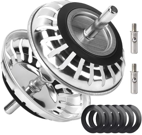 78mm Kitchen Sink Drainer Plug | Sink Strainer | Stainless Steel Kitchen Plug for Sink Bathroom Food Hair Catcher Filter Stopper - Prevent Clogs, Bad Smells, 2 Pack