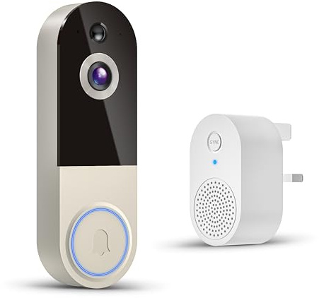 Caméra de sonnette vidéo sans fil 1080p, détection humaine AI, vision nocturne, audio bidirectionnel, alimentation par batterie, stockage dans le cloud, Wi-Fi 2,4 G, surveillance intérieure et