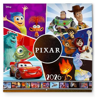 Calendrier 2026 Disney - Calendrier Pixar 2026 avec les Affiches des Films - Planificateur Mensuel 2026 avec espace pour prendre des notes (30x30 cm) (12 mois)