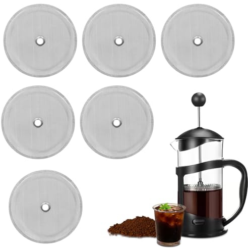 6 Stück Universal French Press Ersatzfilter,10cm Edelstahl Ersatzfiltersieb | für Kaffeedrücker für 600 ml und 1000 ml Kaffeekannen Französisch Presse Kaffeemaschinen