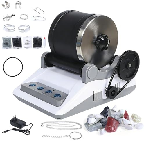 Professional Rock Tumbler Kit, Electric Gems Grinder With Timmer Buttons, Detachable Electric Gems Grinder and Polishing Kit, Stone Polishing Machine, DIY Stone Polisher for All Ages