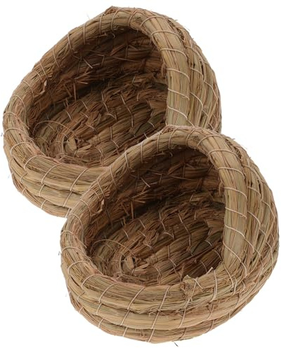 PERSELOSO 2 piezas de nido de pollo de paja natural tejido en forma de zapatilla. Ofrece espacio privado para poner huevos y crías para pollos y animales pequeños
