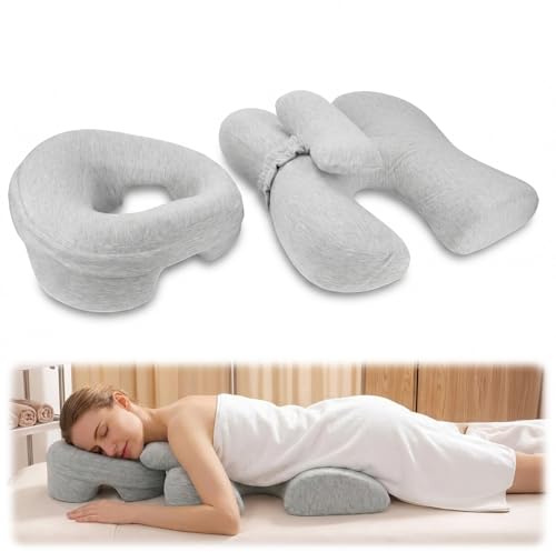 Gesichtswiegenkissen und Massage Brustkissen Massage Kopfstütze für Bett | Massagekissen Massage Zubehör mit verstellbarem Rahmen & Gesichtskissen für Zuhause